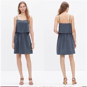 Madewell Silk Overlay Cami Mini Dress Blue Gray